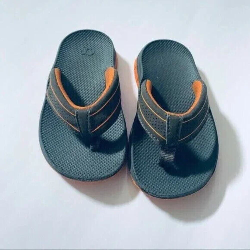 Op Toddler Flip-Flops Gray Orange Size 7–8 Preowned Wear Shown